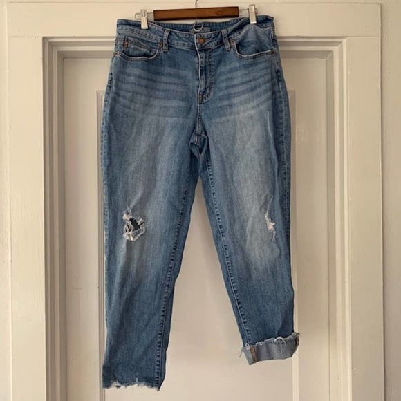 Maurices Denim - Maurices Ankle Cropped Skinny Jeans Size 14 Cuffed Hem Frayed Hem